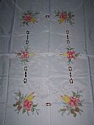 TABLECLOTH WHITE 173 CM X 138 CM EMBROIDED CANDLES